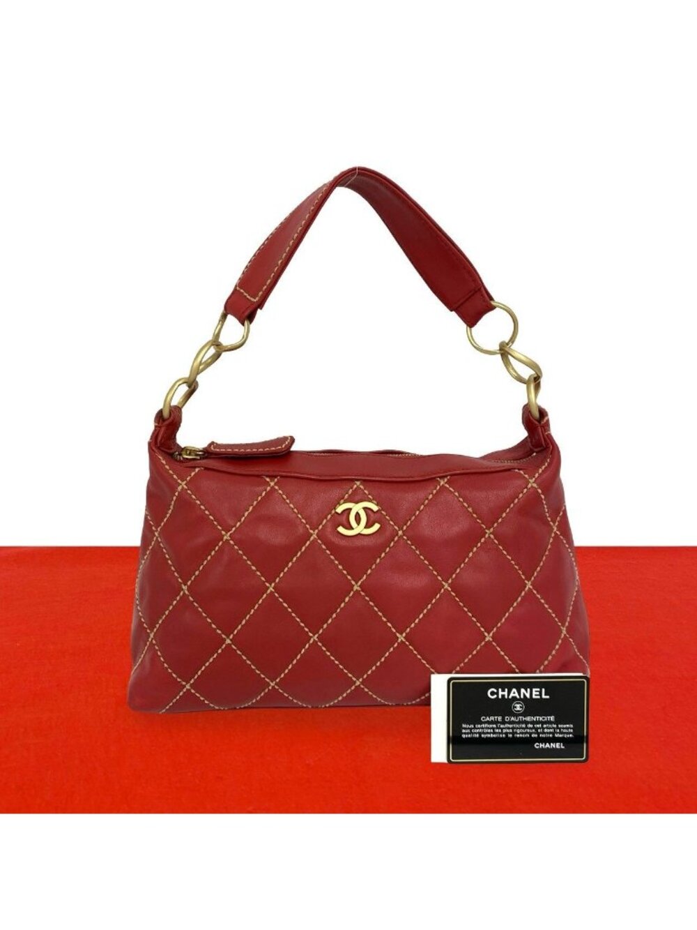 Chanel CC Logo Wild Stitch Lambskin Handbag